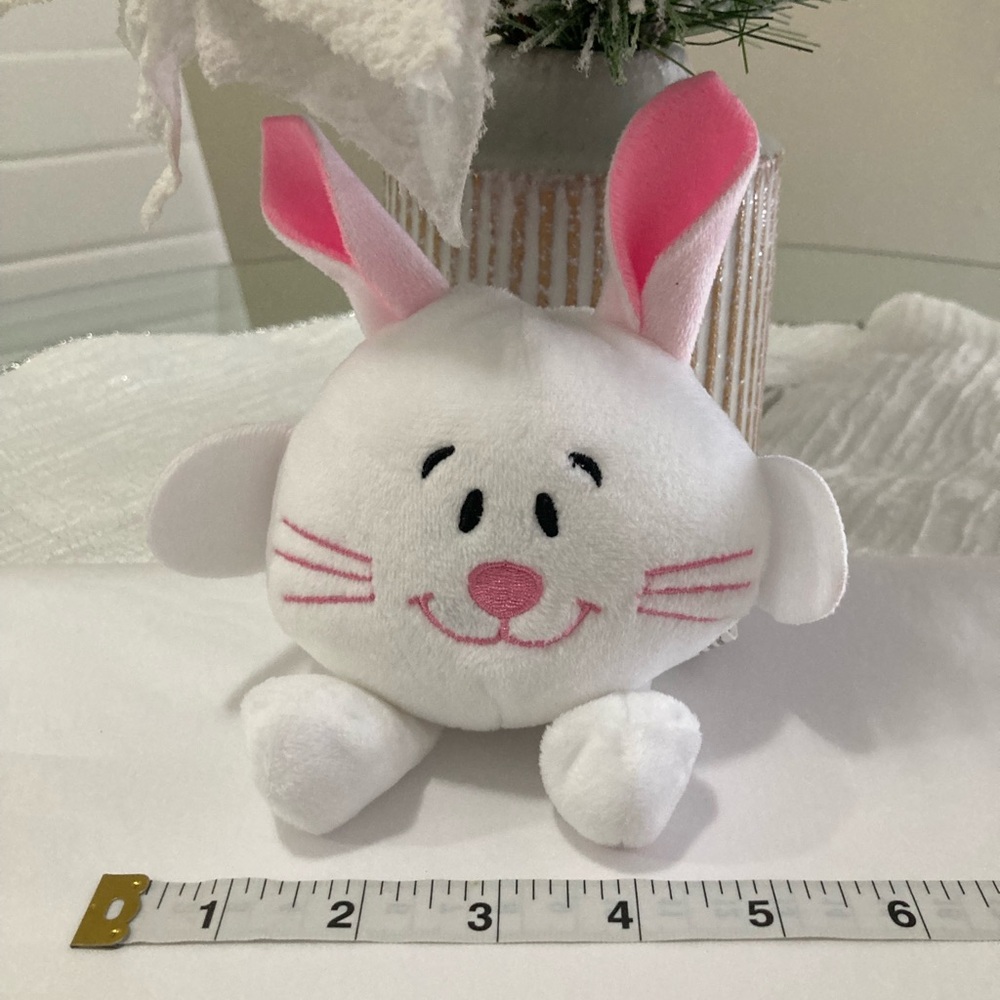 Adorable White and Pink Stuffed Bunny - Picture 4 of 5